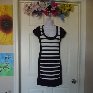 BLACK Saks Fifth Avenue Striped Bodycon Dress